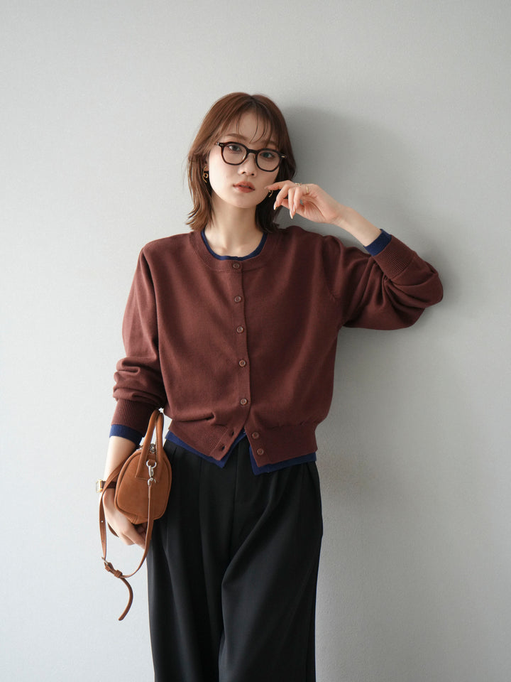 【SET】同色系疊穿開襟衫+雙褶寬褲（2件組）