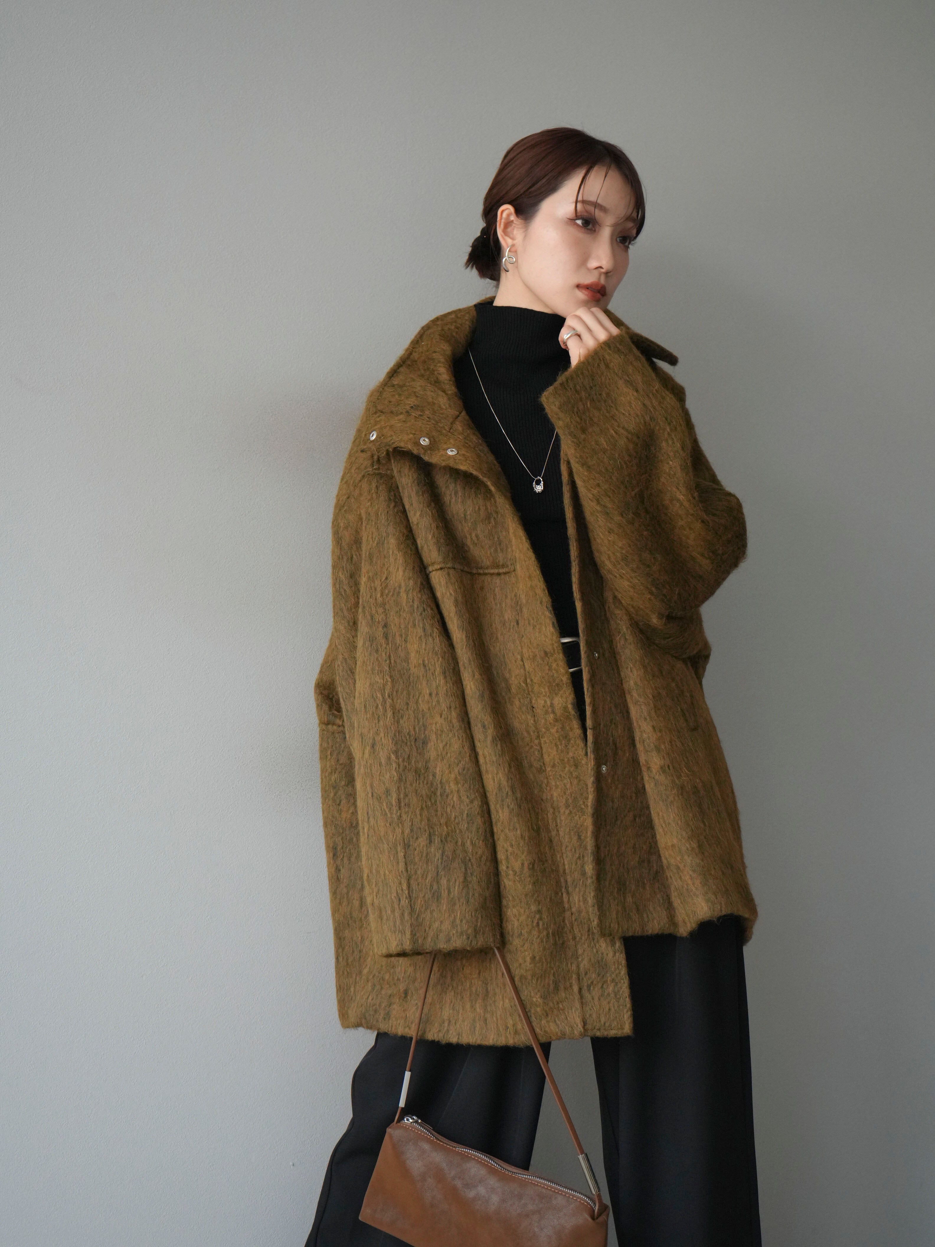 【新品】lumier　スタンドカラーシャギーコート　マスタード　リュミエ 予約]スタンドカラーシャギーコート/mustard – Lumier