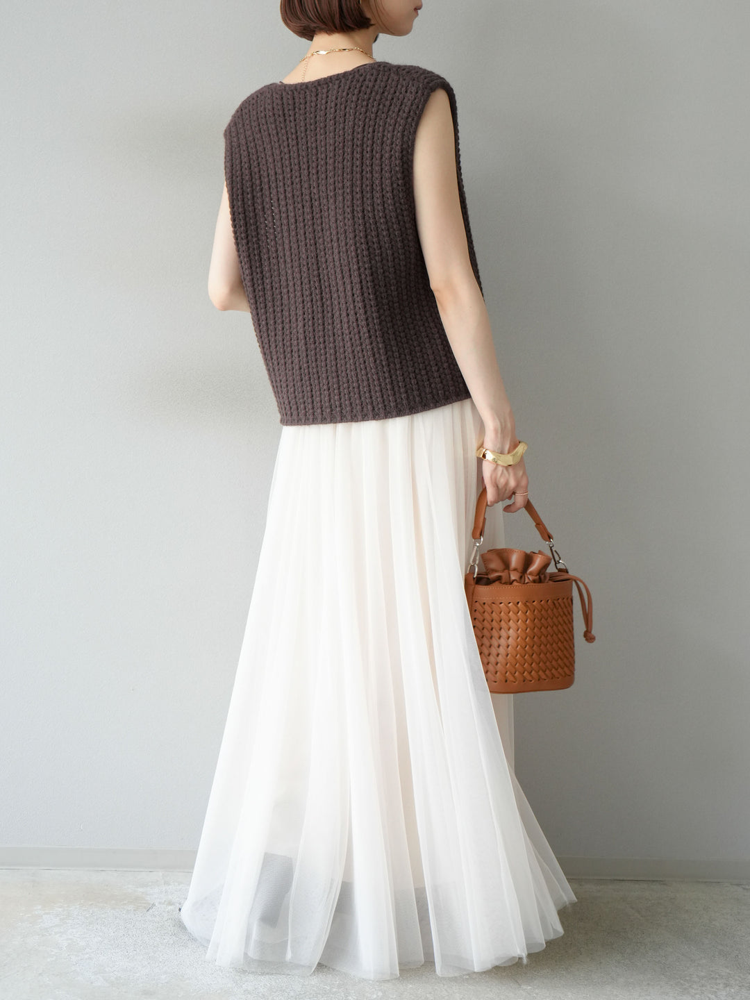 [予約]チュールボリュームスカート/アイボリー