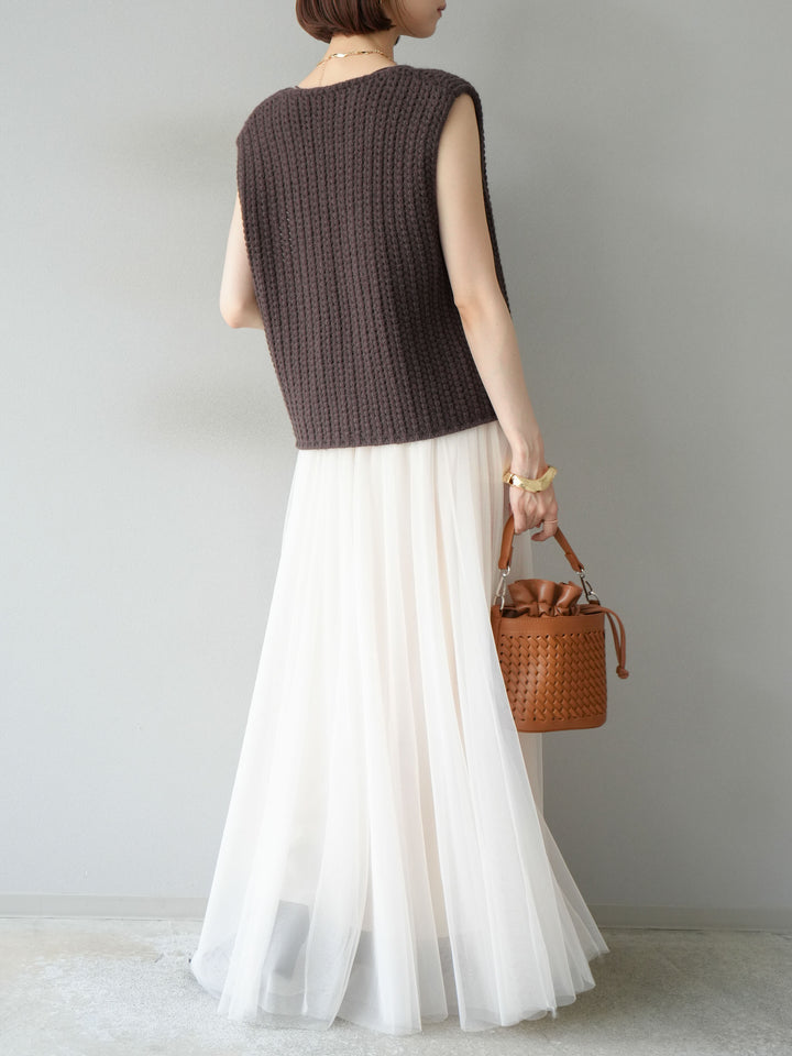 [予約]チュールボリュームスカート/アイボリー