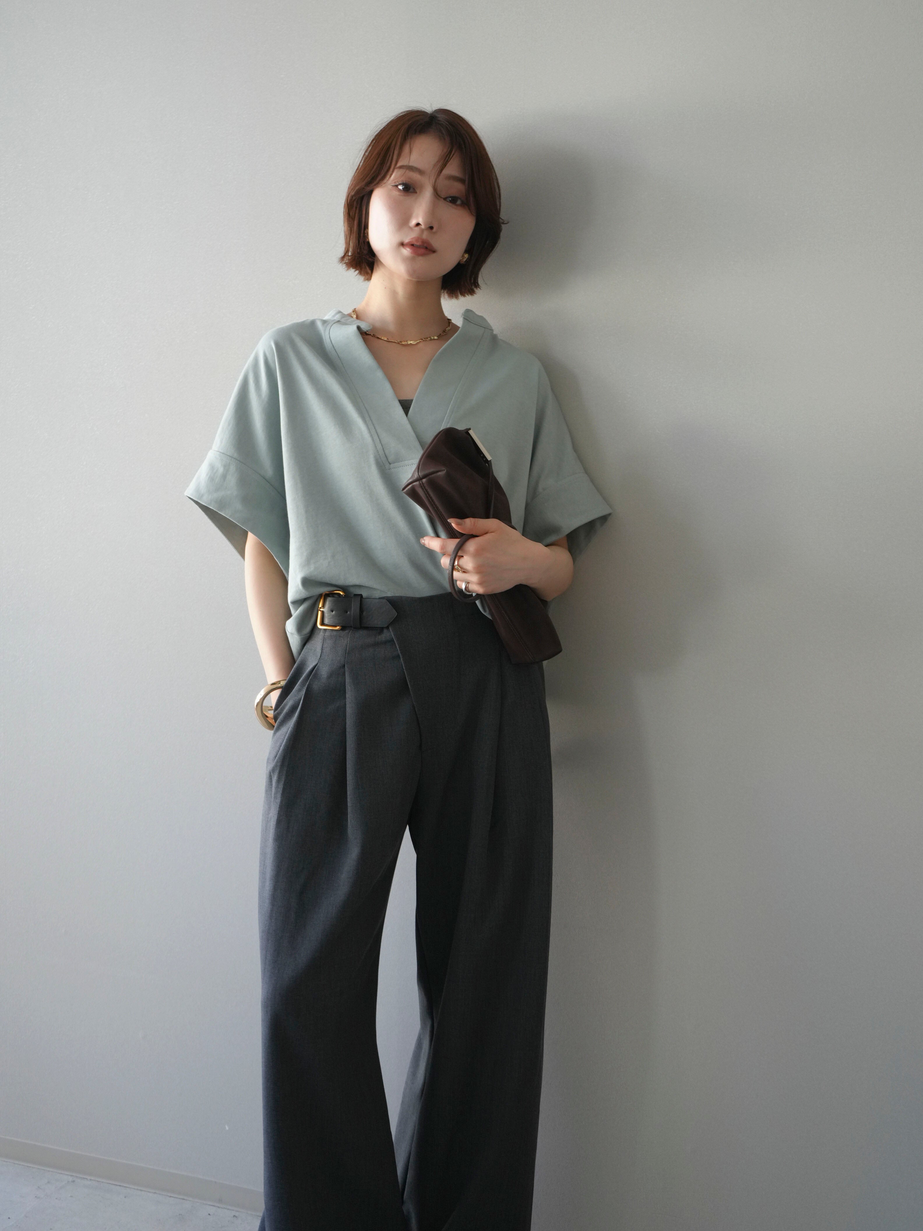 予約]スキッパーワイド半袖トップス/mint – Lumier