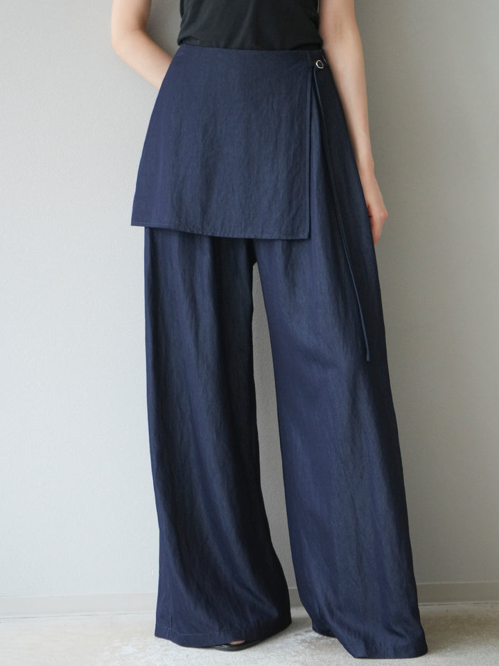 [予約]レイヤードテンセルデニムパンツ/ネイビー