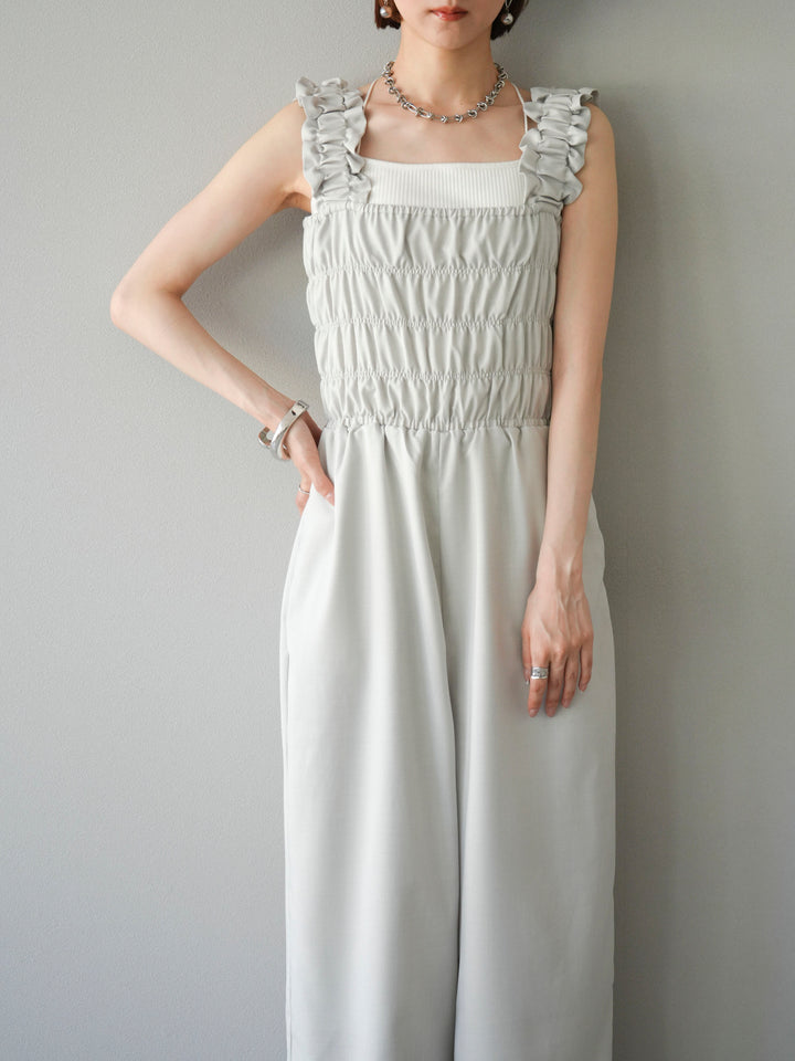 [予約]ヘザーエステルシャーリングサロペット/アイボリー