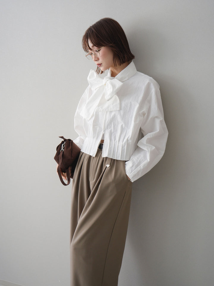 [SET]ボウタイ裾プリーツライトジャケット+選べるアクセセット(2set)