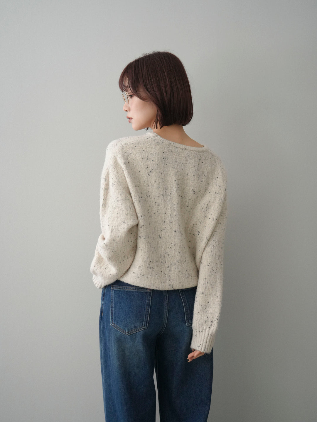 [SET]ツイストネックラメネップヤーンニットプルオーバー+選べるアクセセット(2set)