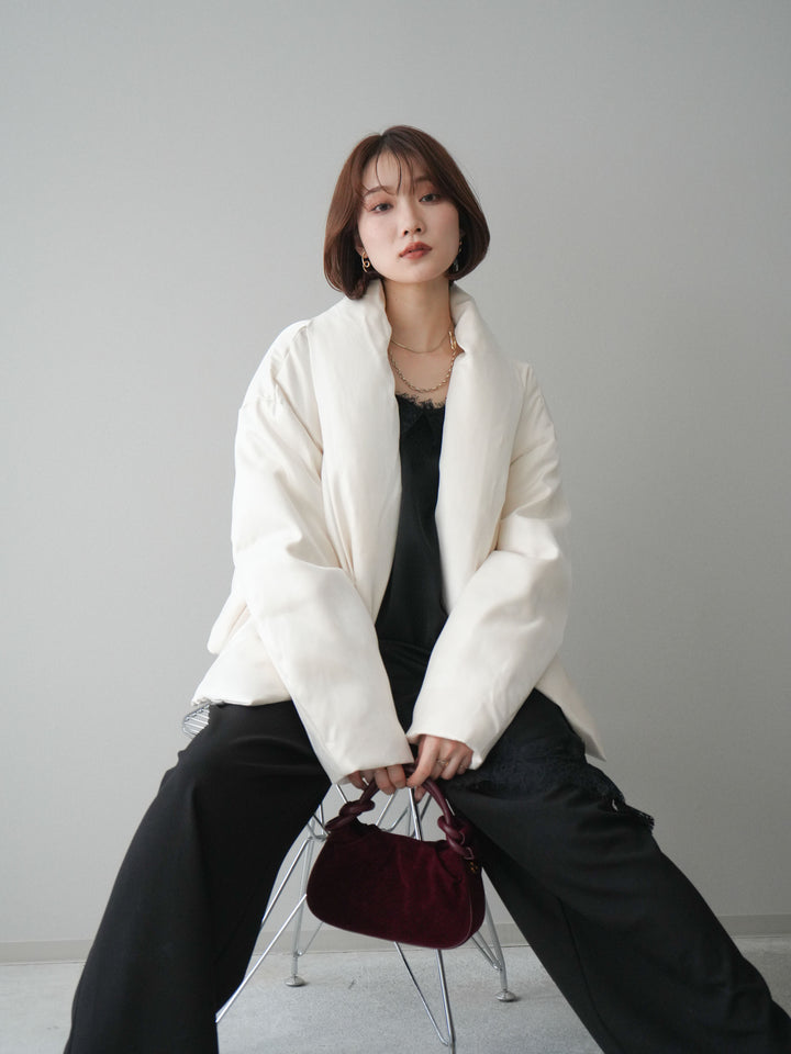 [20%オフ]シャイニーアシンメトリーダウンジャケット/offwhite