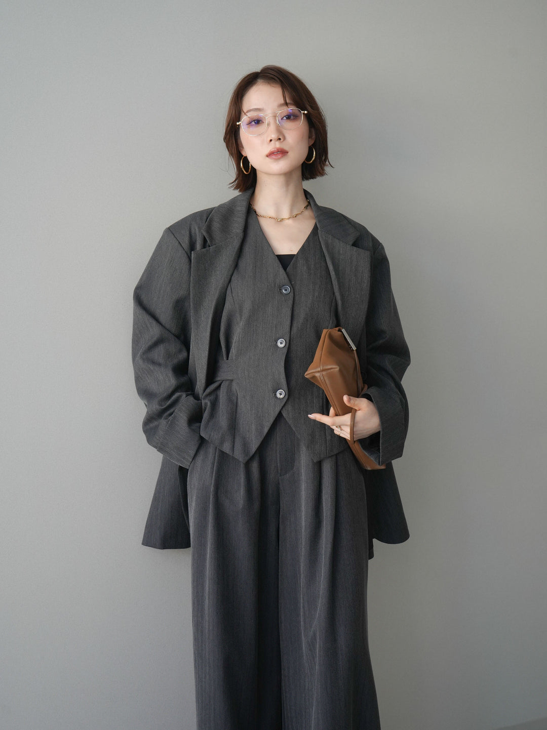 [予約]ダブルボタンヘリンボーンジャケット/black