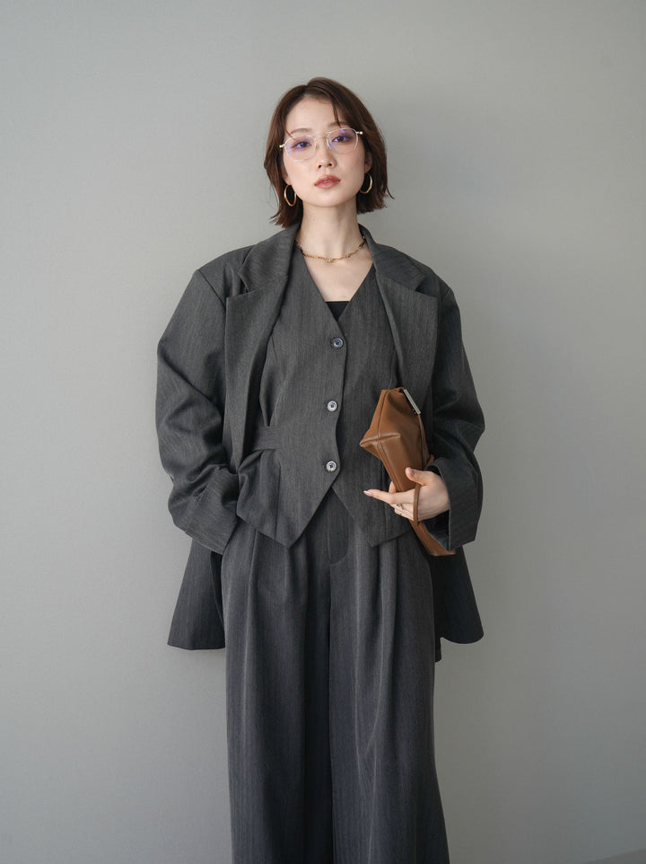 [予約]ダブルボタンヘリンボーンジャケット/black