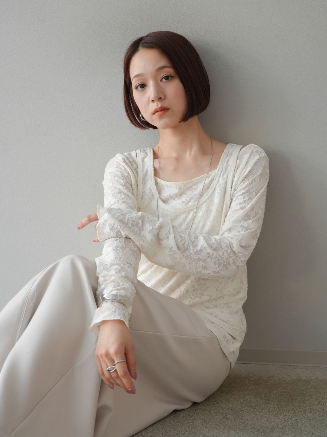 [予約]カットオフレイヤードスカート/アイボリー