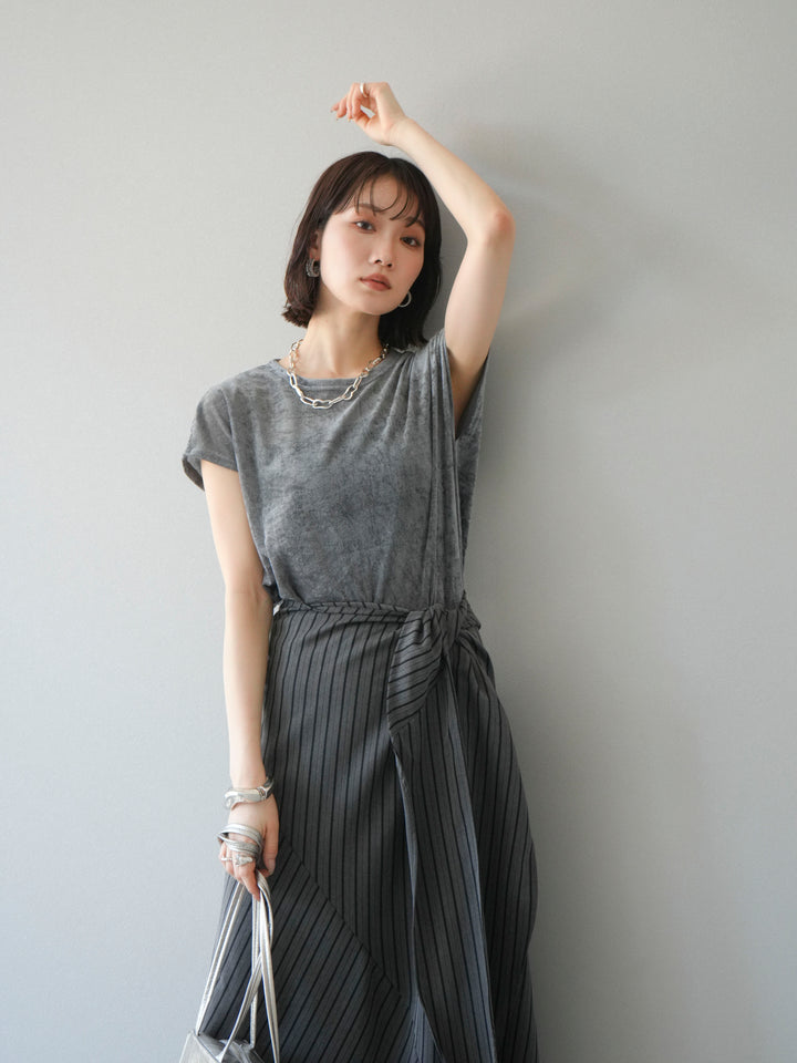 [SET]シアーベロアプルオーバー+サイド巻きツイルスカート(2set)