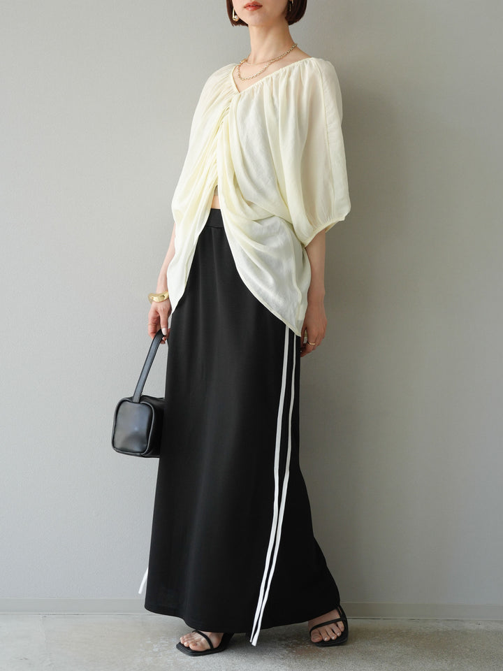 [予約]ボリュームスリーブシアータックブラウス/アイボリー