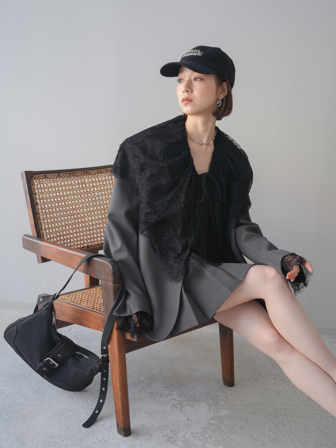 [SET]オーバージャケット＆キュロットSETUP+ビックカラーラッフルレーストップス(2set)