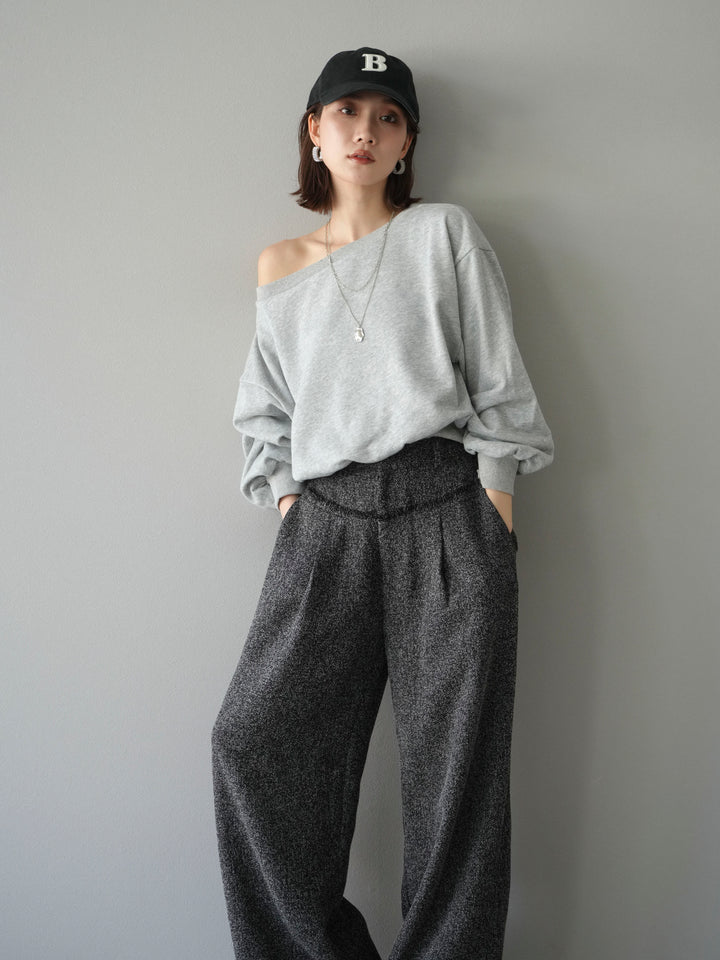 [予約]オフショルスウェットプルオーバー/杢グレー