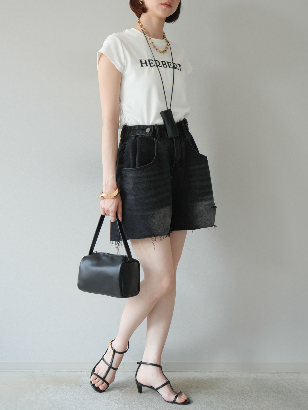 【預購】寬鬆半身牛仔褲/黑色