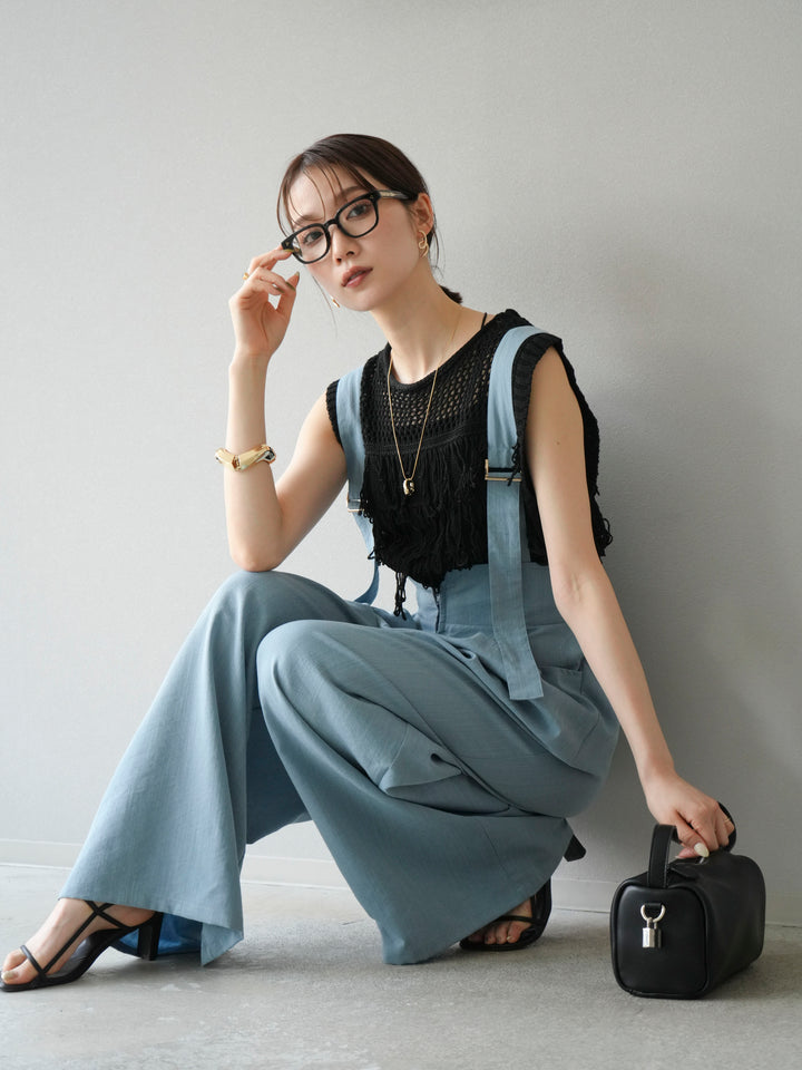 【預購】鏤空流蘇針織上衣/黑色