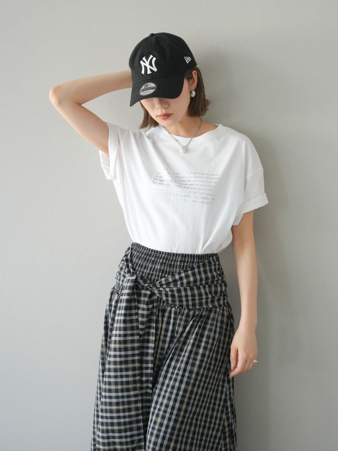 [予約]メッセージ箔プリントTシャツ/オフ