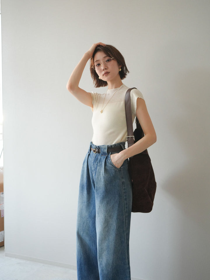 [SET]ビジューシアーフレンチニット+選べるアクセセット(2set)