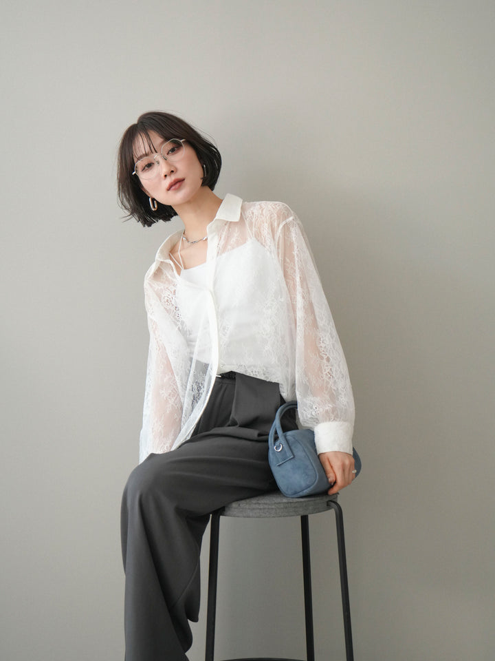 [予約]総レースボリュームスリーブシャツ/off