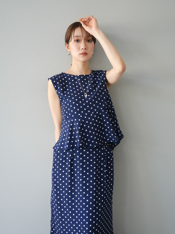 [予約]ドットぺプラムトップス/ネイビー