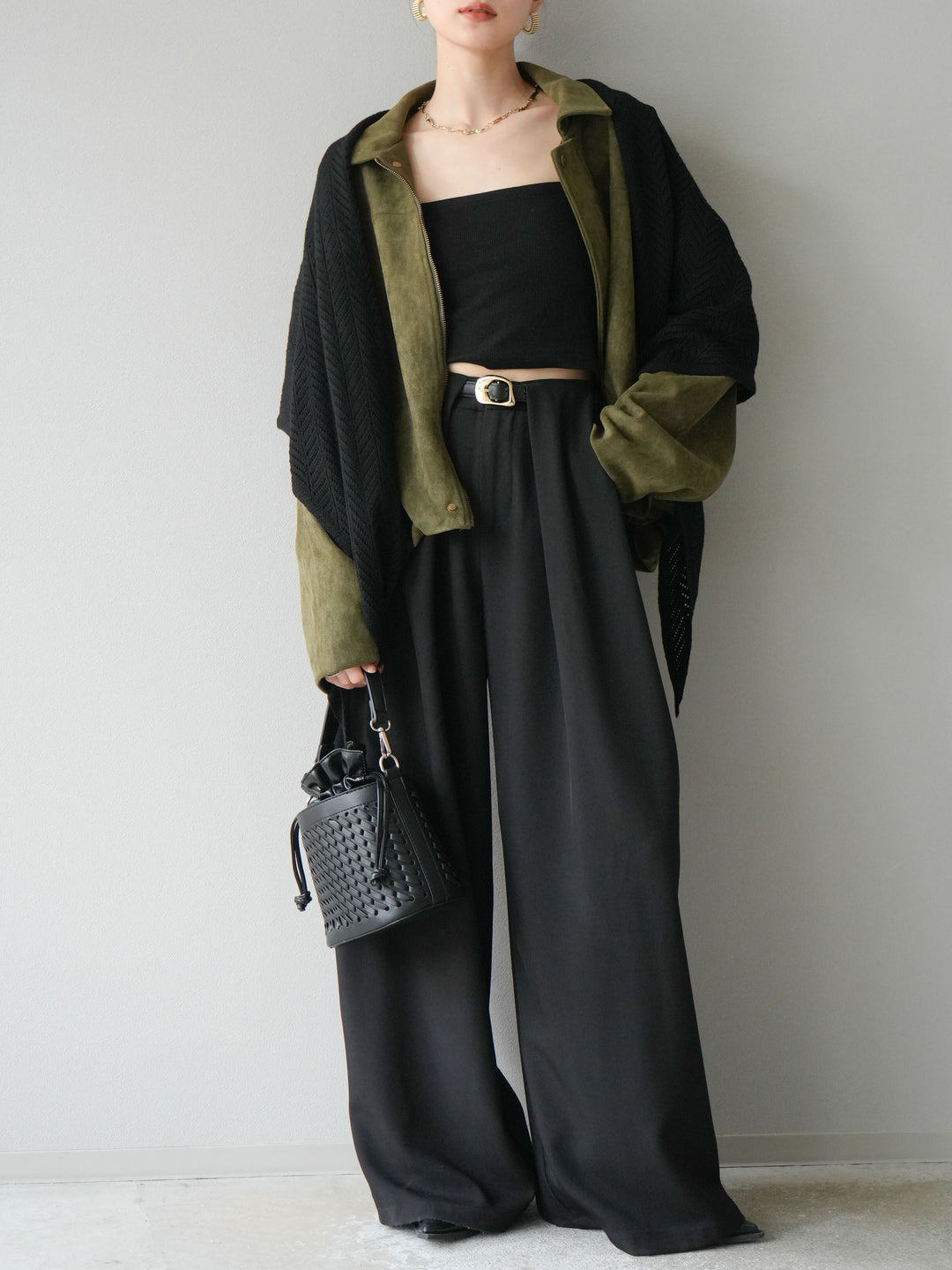 [予約]スウェードオーバーブルゾン/カーキ