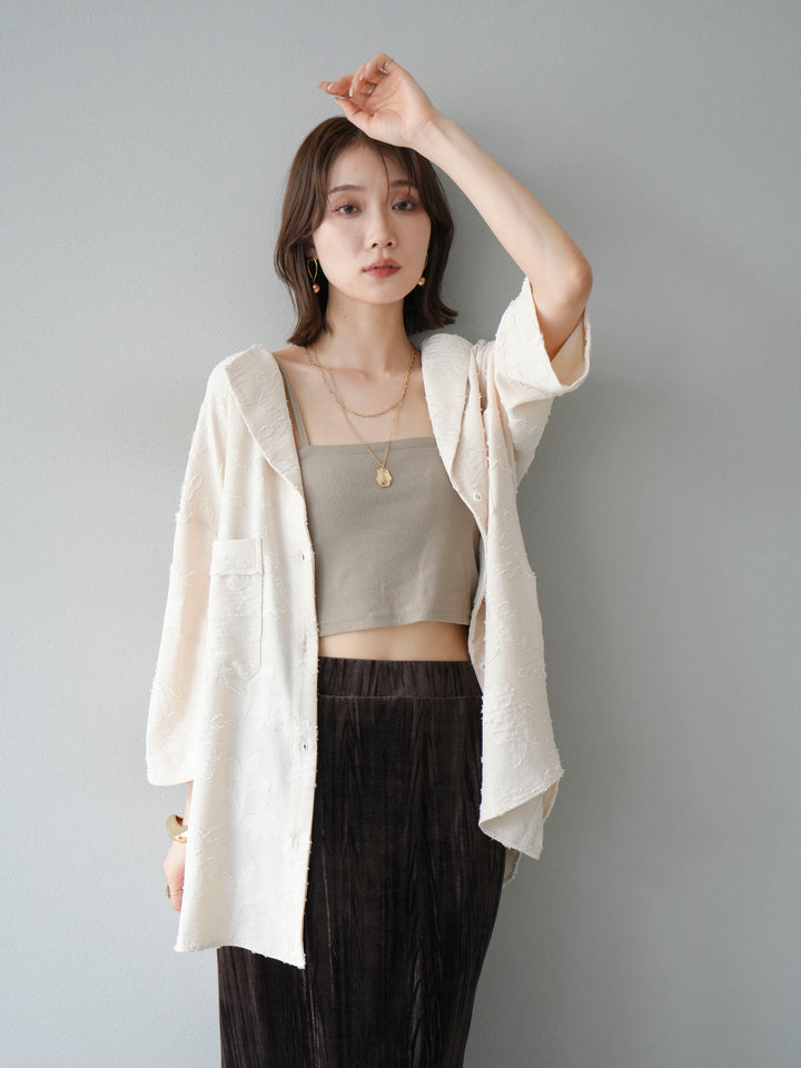 [予約]ジャガードハーフスリーブシャツ/アイボリー