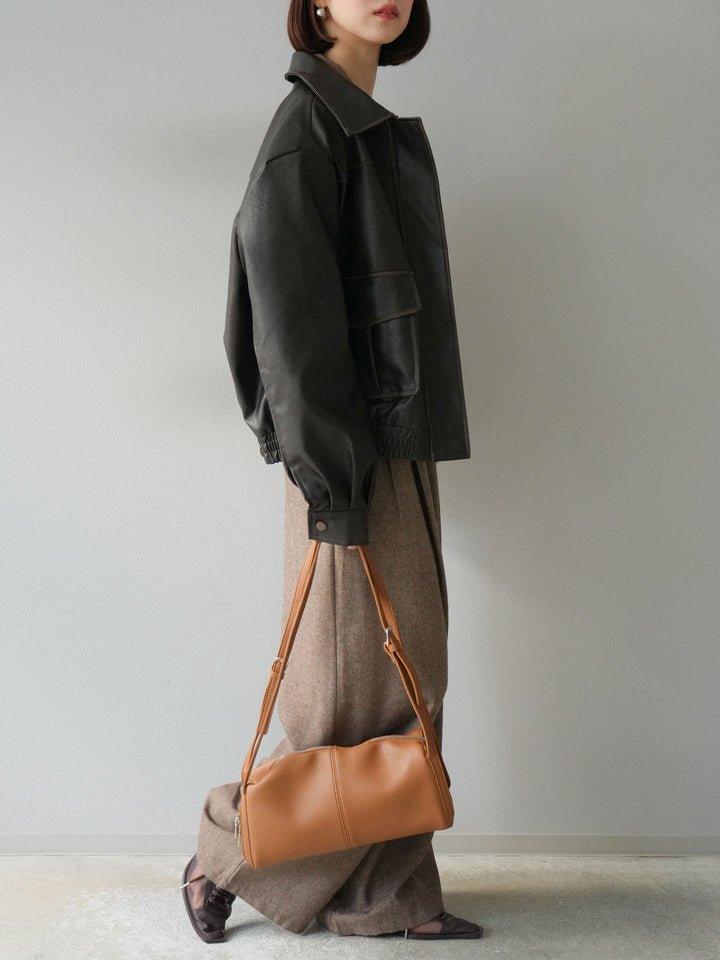 [予約]ツイードタッチタックワイドパンツ/ブラウン