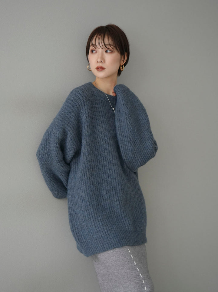 [Pre-order] Mixed yarn wool touch knit pullover/blue