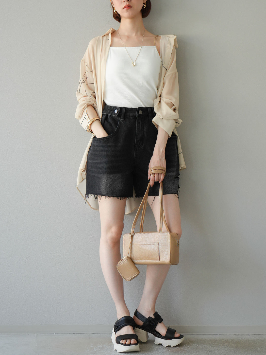 【預購】寬鬆半身牛仔褲/黑色