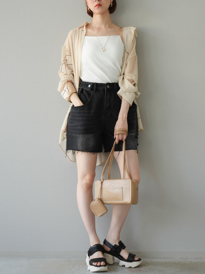 【預購】寬鬆半身牛仔褲/黑色