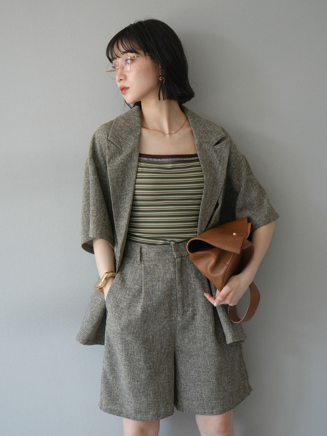 [SET]サマーツイードハーフジャケット+サマーツイードハーフパンツ(2set)