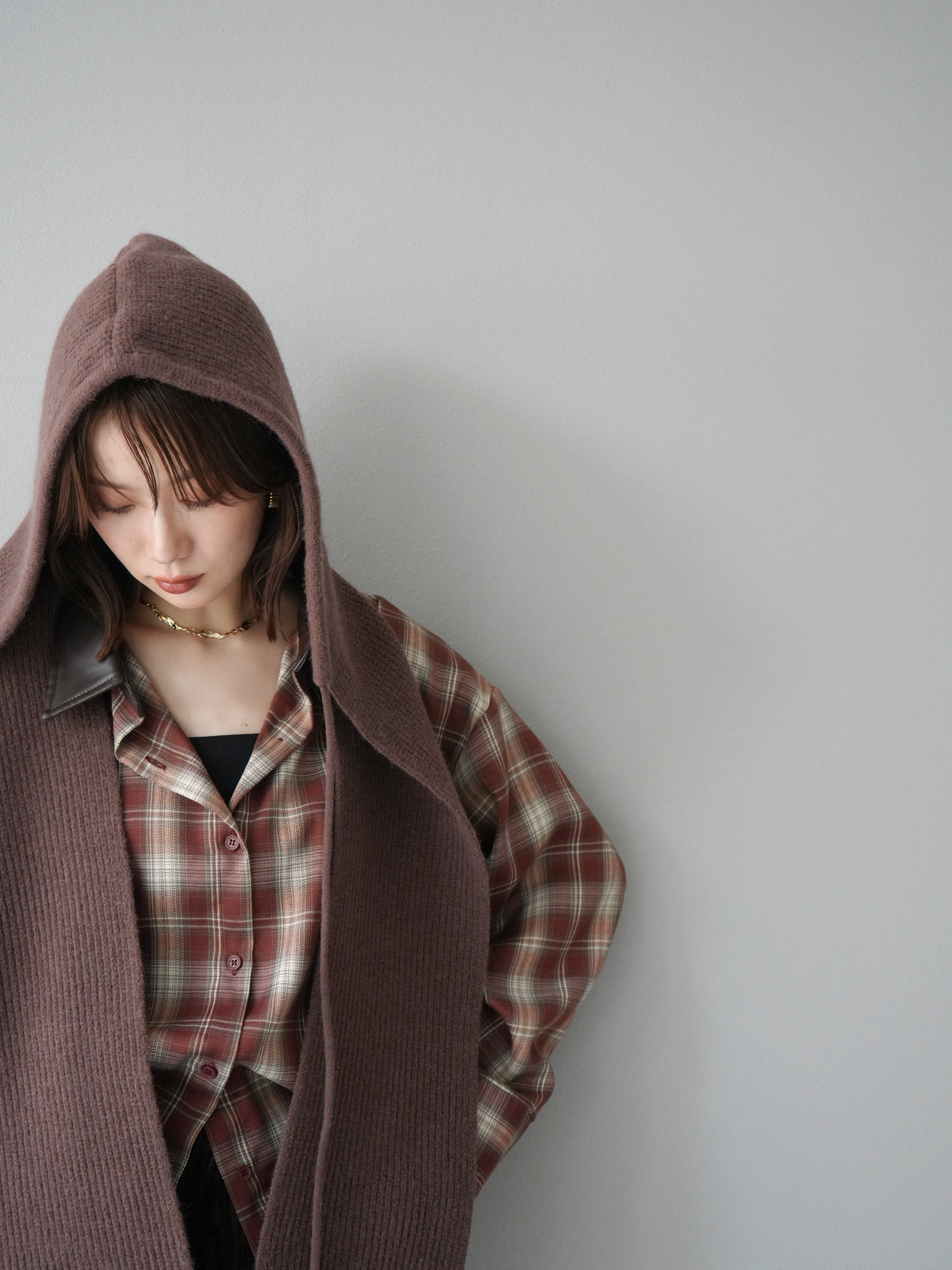 予約]フードニットマフラー/ブラウン – Lumier