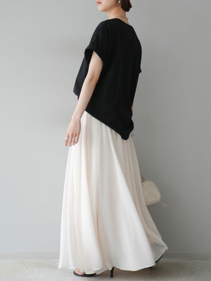 [SET]ネオンロゴコラージュフォトプリントオーバーTシャツ+シフォンフレアスカート(2set)