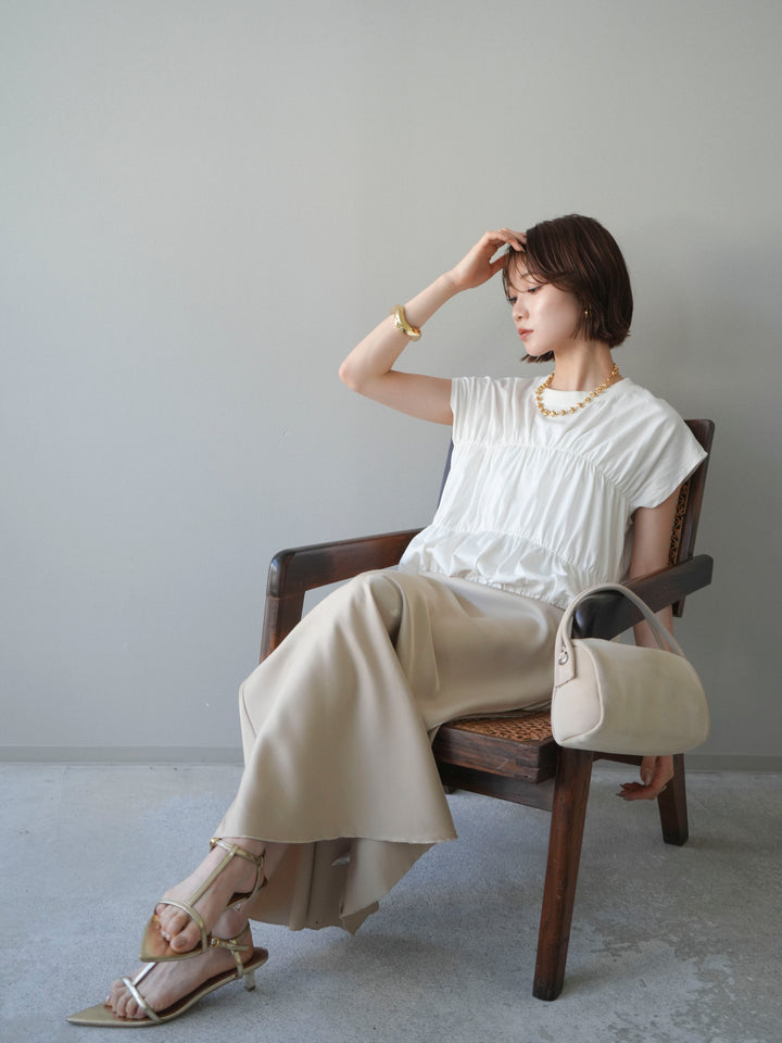 [SET]ギャザーフレンチスリーブカットソー+選べるアクセセット(2set)