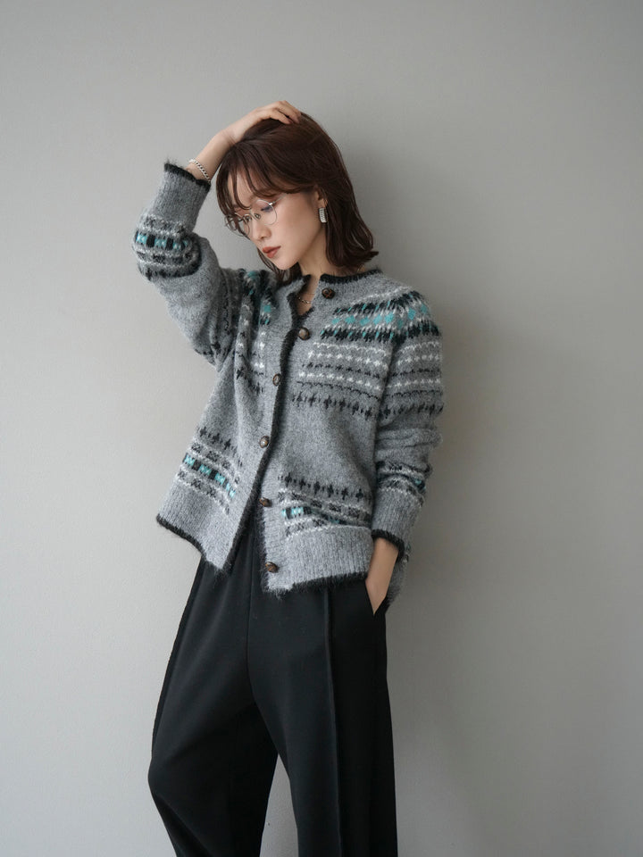 [SET]求心柄ウッドボタンニットカーディガン+2WAYデザインスウェットパンツ(2set)