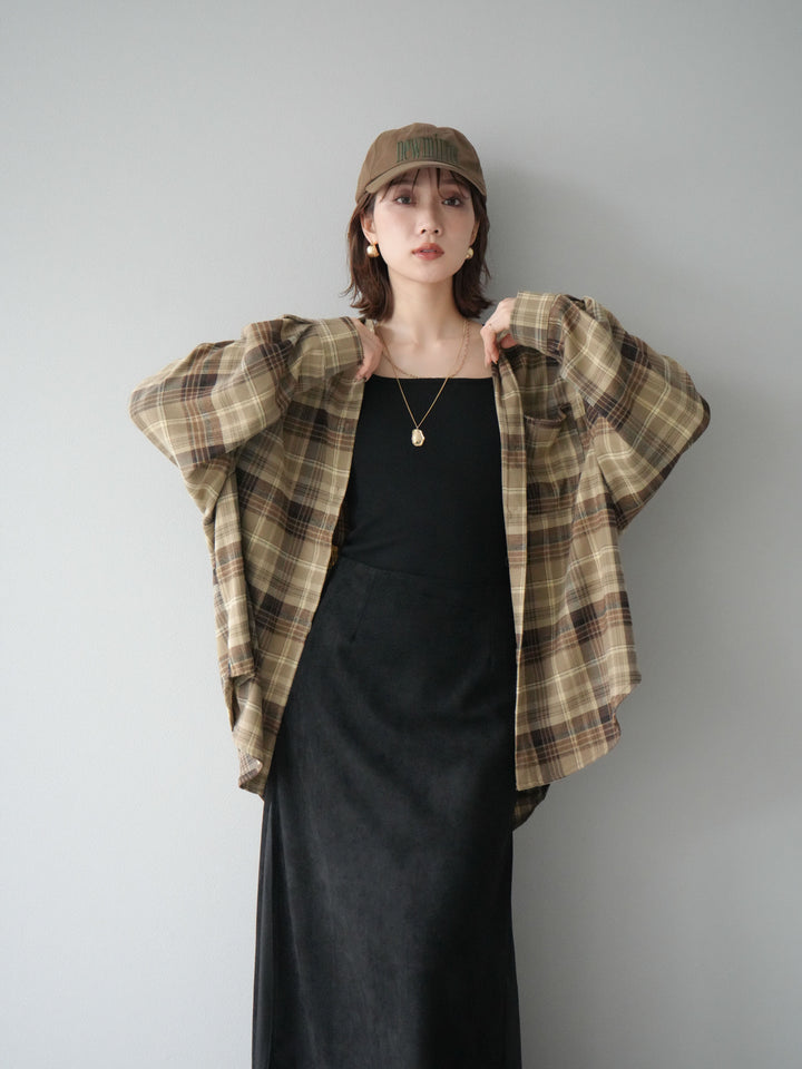 [予約]起毛チェックオーバーシャツ/ベージュ