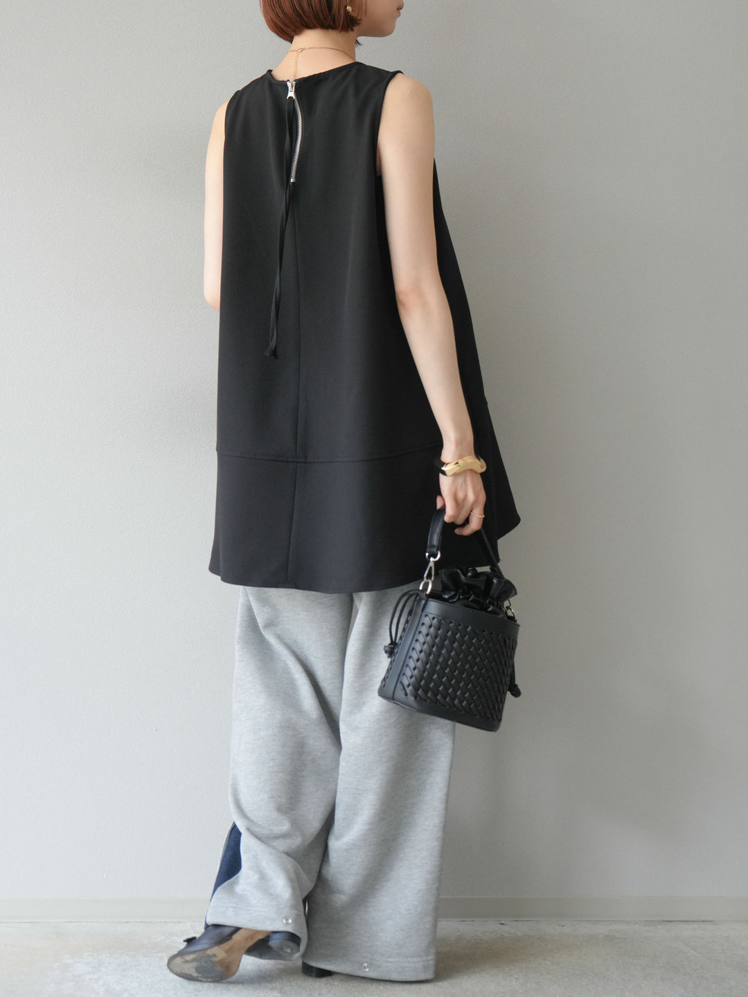 [予約]デニム切替2WAYデザインスウェットパンツ/グレー