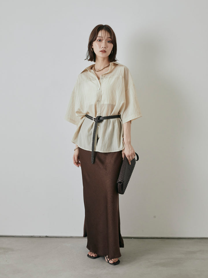 【預購】2WAY尼龍墊圈半身襯衫/奶油色
