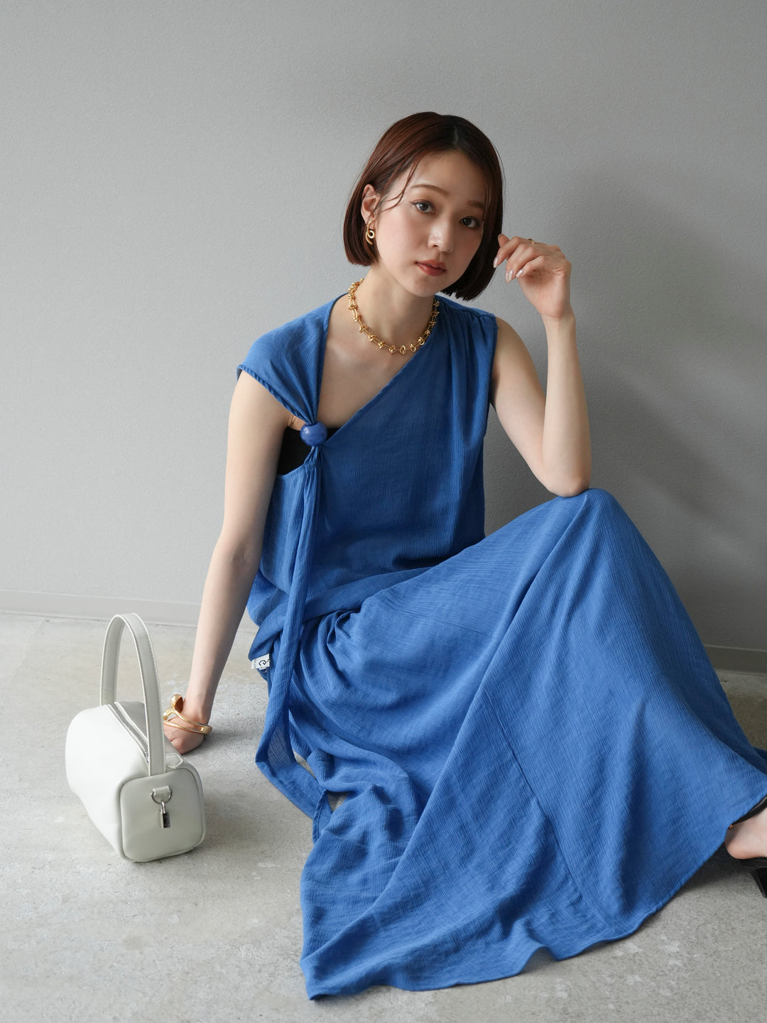 [SET]ビーズモチーフ楊柳ブラウス＆フレアスカートSET UP(2set)