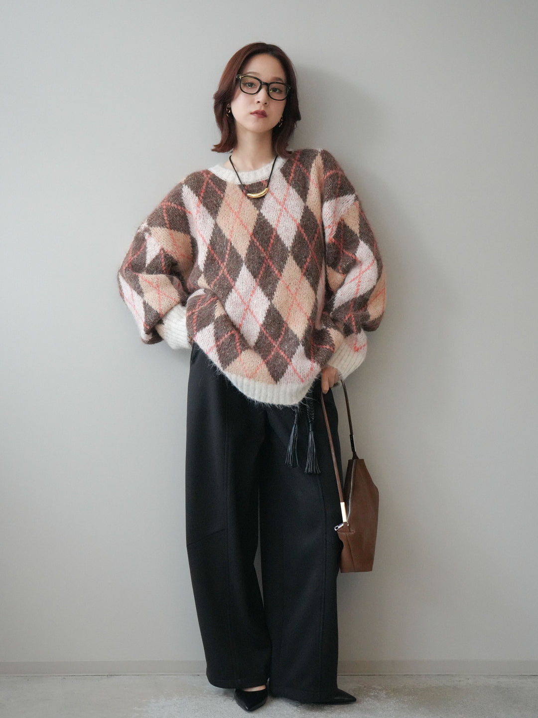 [予約]ベルト付裏起毛センターシームカーブパンツ/black