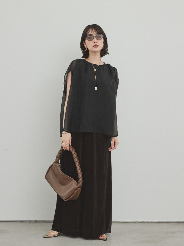 [預訂] 天鵝絨 Anarow 半身裙/炭灰色