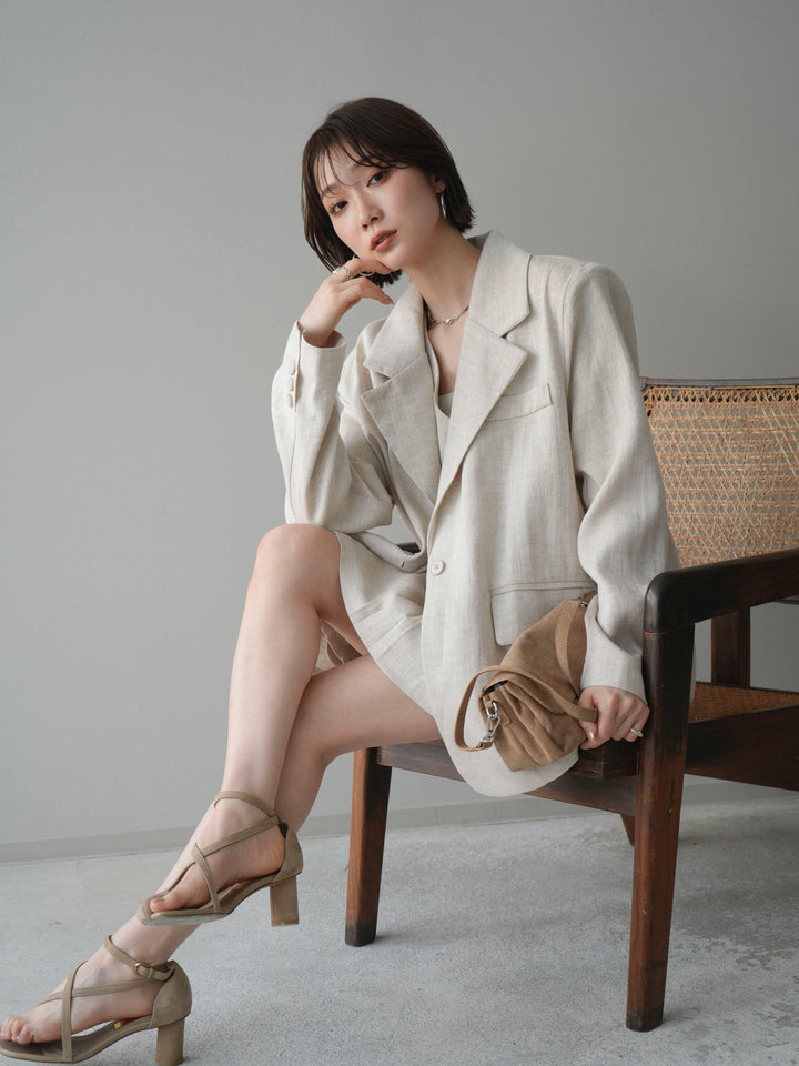 [予約]リネンタッチオーバージャケット/ivory