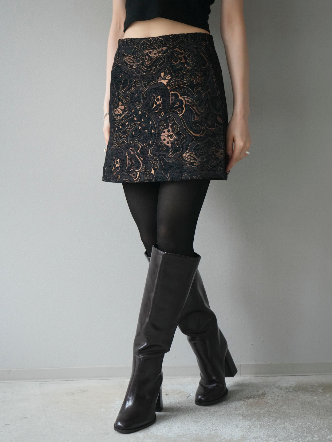 [予約]ジャガードミニスカート/black
