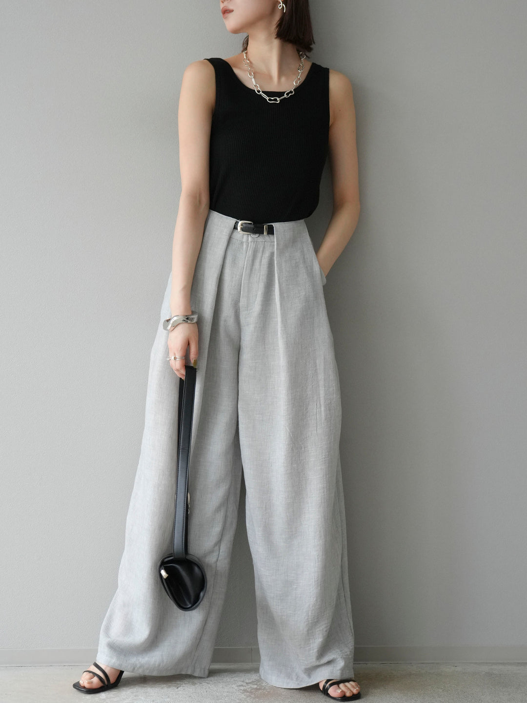 [予約]レーヨンニットタンクトップ/ブラック