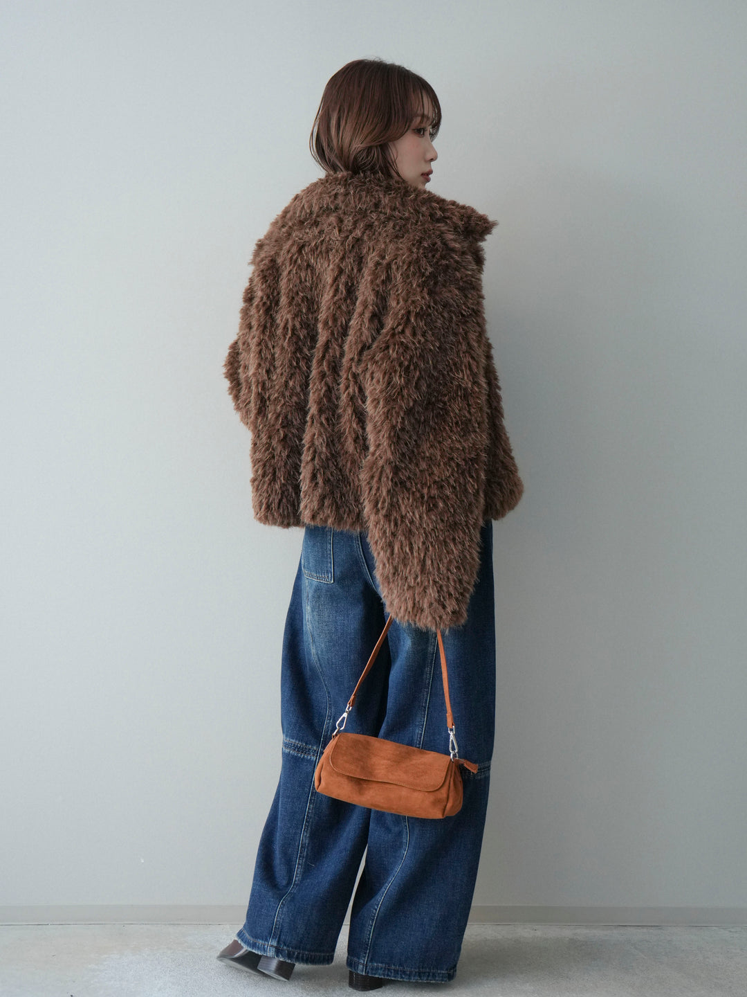 [SET]フェイクファー襟付きショートブルゾン+チュールレーストップス(2set)