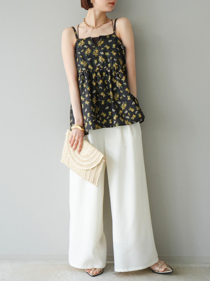 [予約]ブーケプリントキャミソール/ブラック