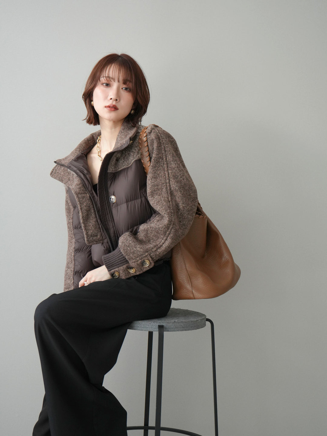 [SET]異素材ダウンジャケット+選べるアクセセット(2set)