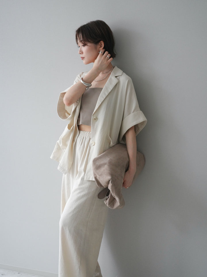 [SET]ハーフスリーブオーバージャケット+リラックスワイドパンツ(2set)