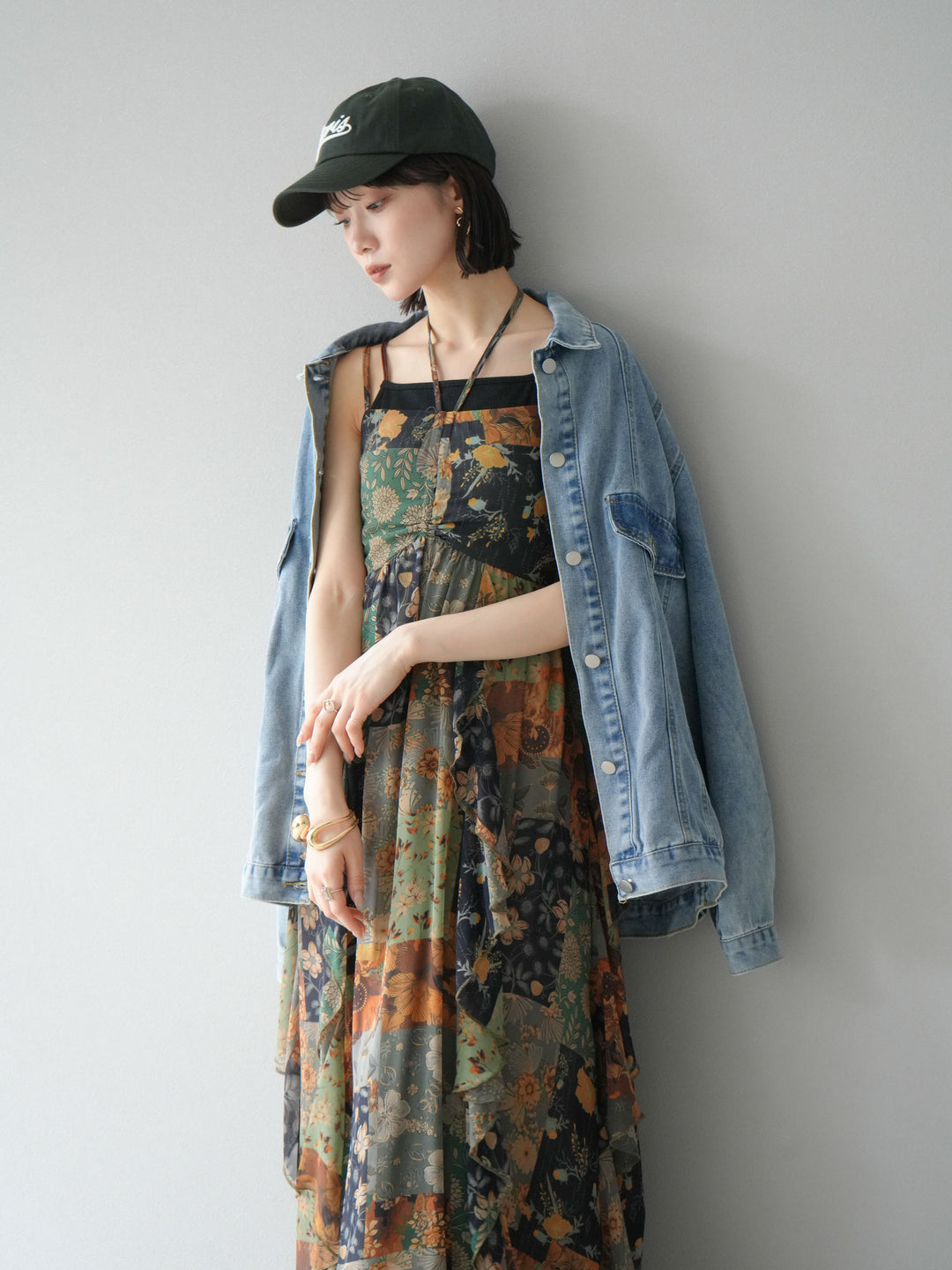 [預購] 拼布荷葉邊吊帶洋裝/混色