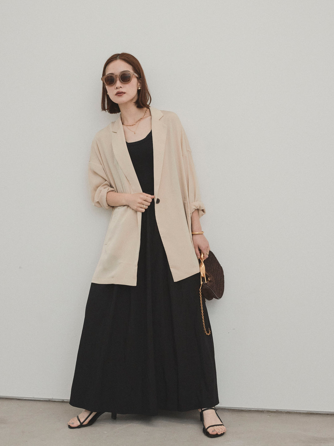 [予約]リブドッキングフレアワンピース/ブラック