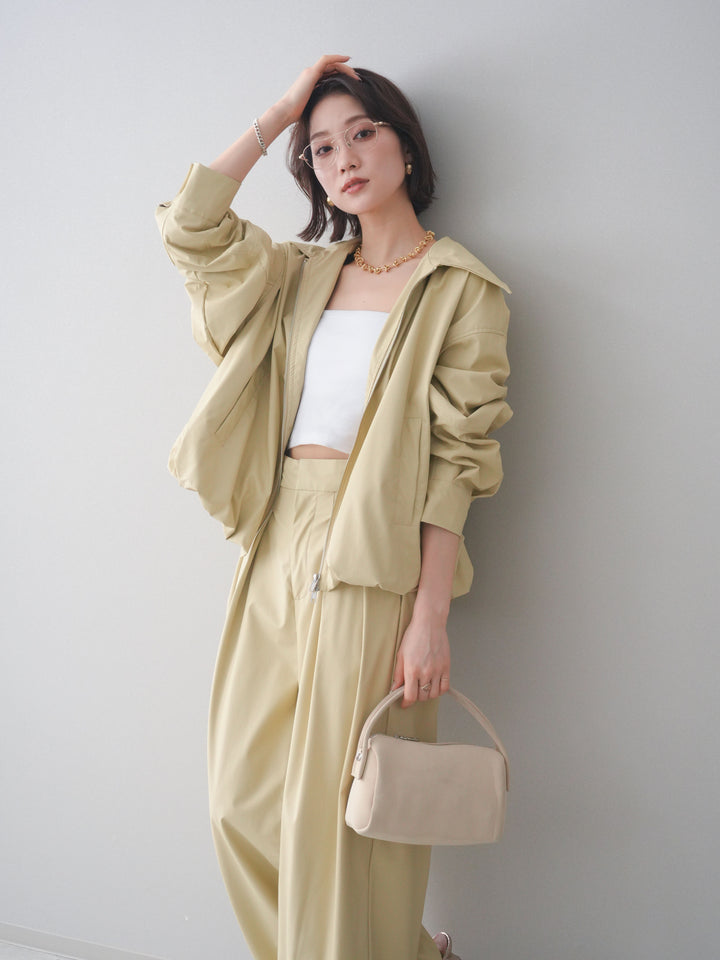 [予約]ウォッシャブルフェイクレザーバルーンジャケット/yellow